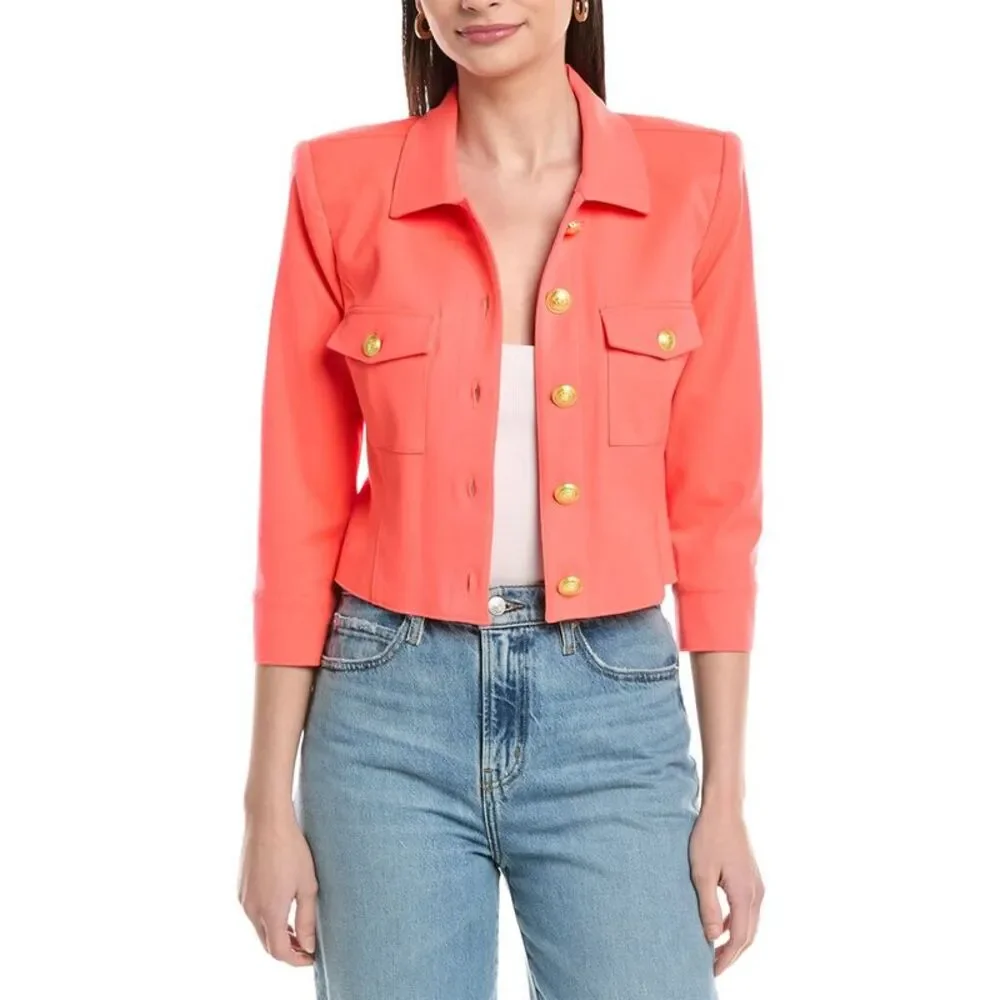 L’Agence Womens  Kumi Cropped Fitted Jacket, Orange